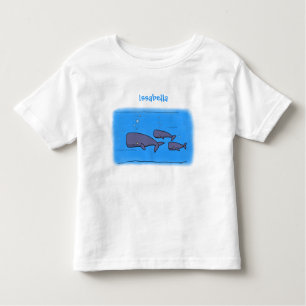 Camiseta Imagem das baleias de desenho animado migrante em