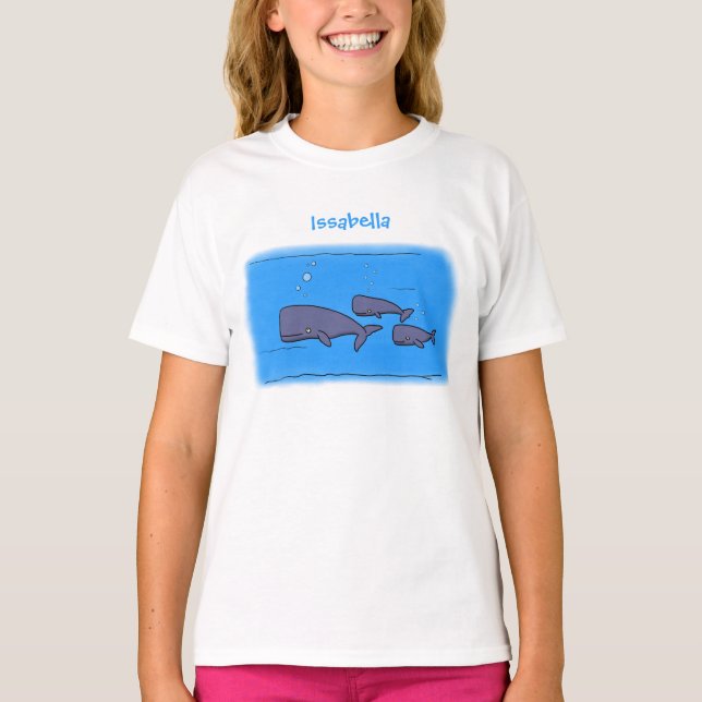 Camiseta Imagem das baleias de desenho animado migrante em  (Frente)