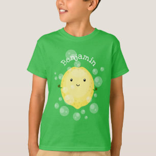 Camiseta Imagem das bolhas de fruta de limão-branco