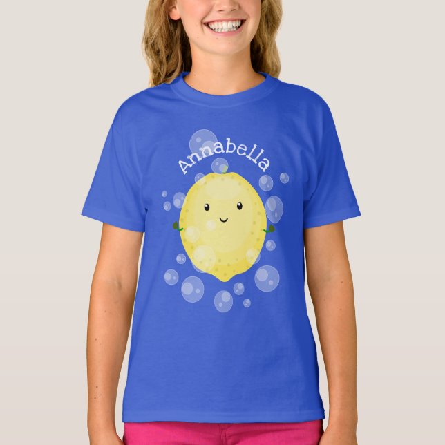 Camiseta Imagem das bolhas de fruta de limão-branco (Frente)