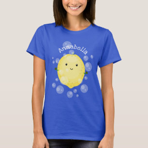 Camiseta Imagem das bolhas de fruta de limão-branco
