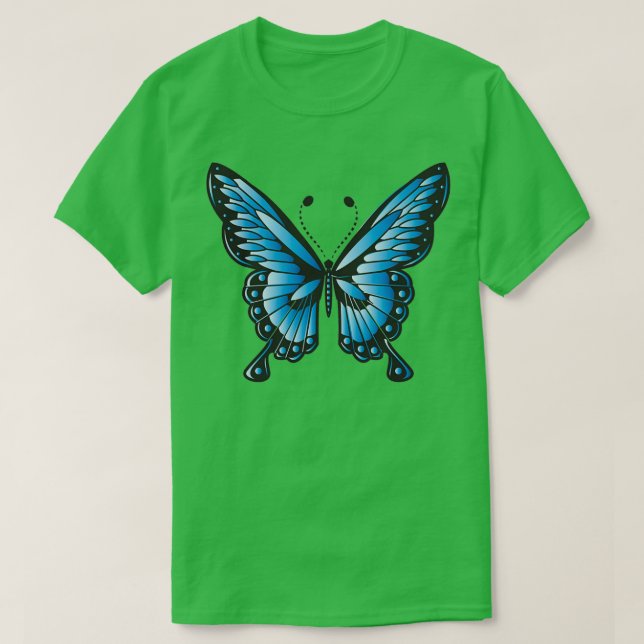 Camiseta Imagem de asas azuis da borboleta azul Borboleta (Frente do Design)