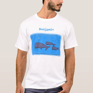 Camiseta Imagem de baleias de desenho animado em migração