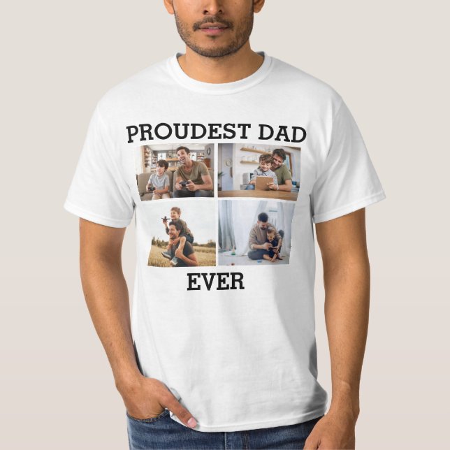 Camiseta Imagem de Colagem de Fotos do Pai do pai Mais Prof (Frente)