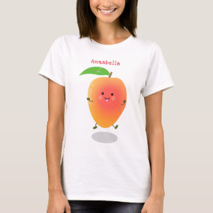 Camiseta Imagem de desenho animado amarelo de manga feliz e