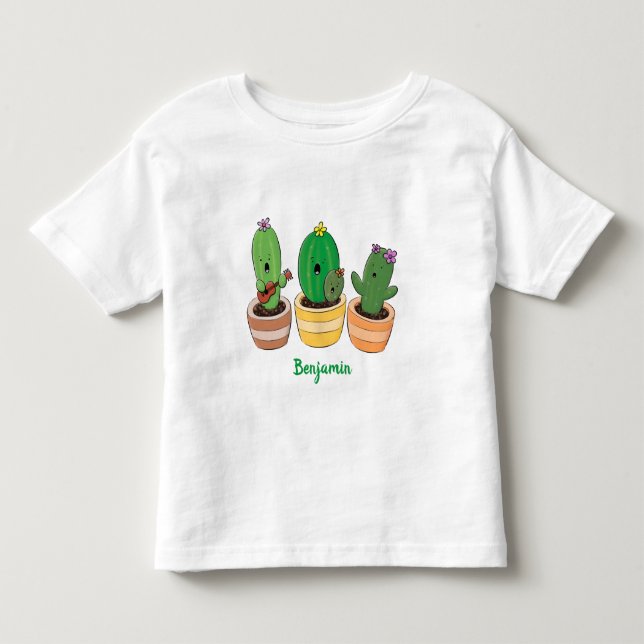 Camiseta Imagem de desenho animado cacto cacto cacto cáusti (Frente)