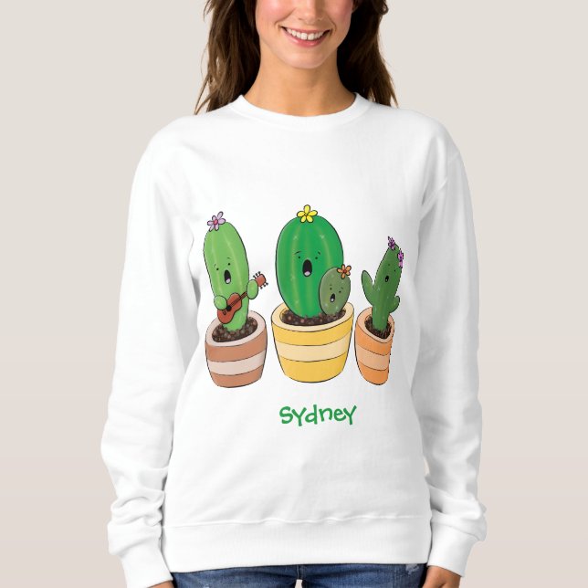 Camiseta Imagem de desenho animado cacto cacto cacto cáusti (Frente)
