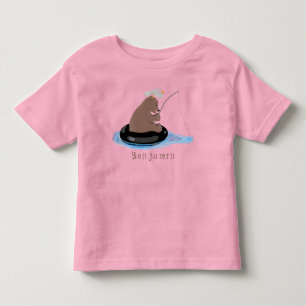 Camiseta Imagem de desenho animado da pesca do filhote de u