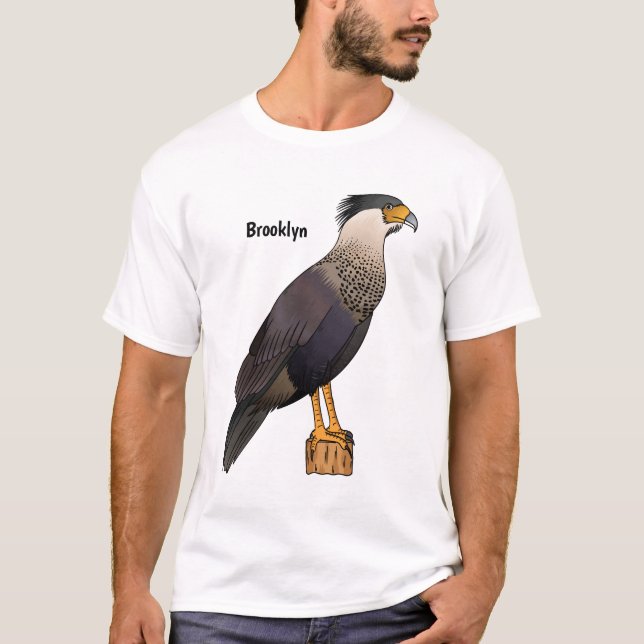 Camiseta Imagem de desenho animado de aves de caracara enca (Frente)