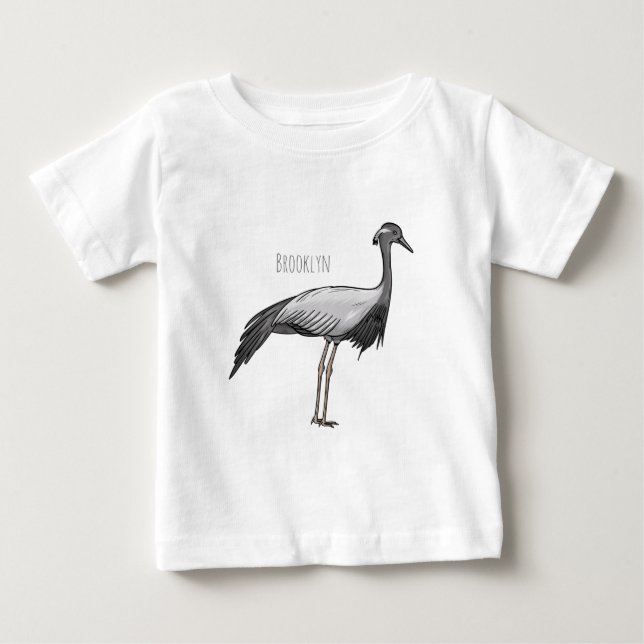Camiseta Imagem de desenho animado de aves de guindaste dem (Frente)