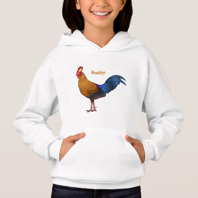 Camiseta Imagem de desenho animado de aves de junglefowl no (Frente)