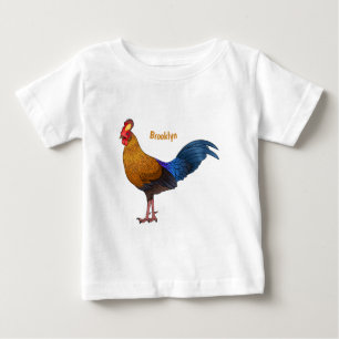 Camiseta Imagem de desenho animado de aves de junglefowl no