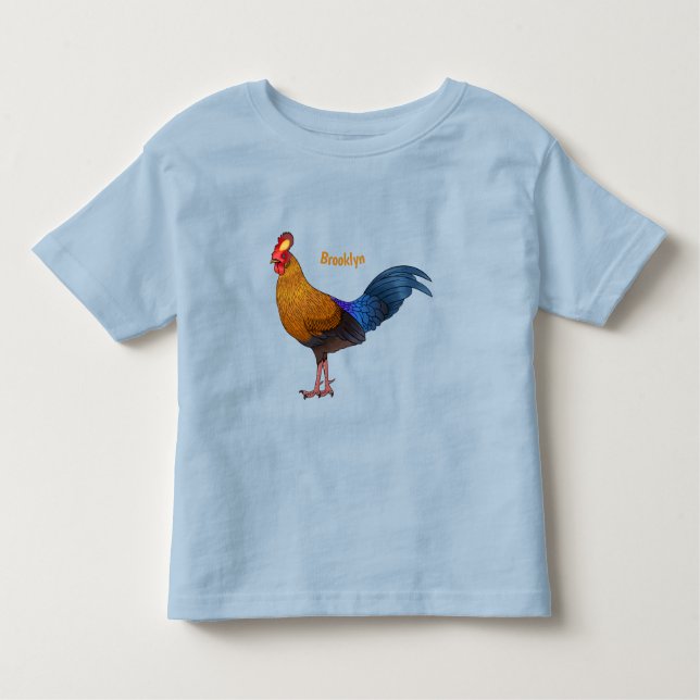 Camiseta Imagem de desenho animado de aves de junglefowl no (Frente)