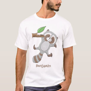 Camiseta Imagem de desenho animado de bebê guaxinim feliz e