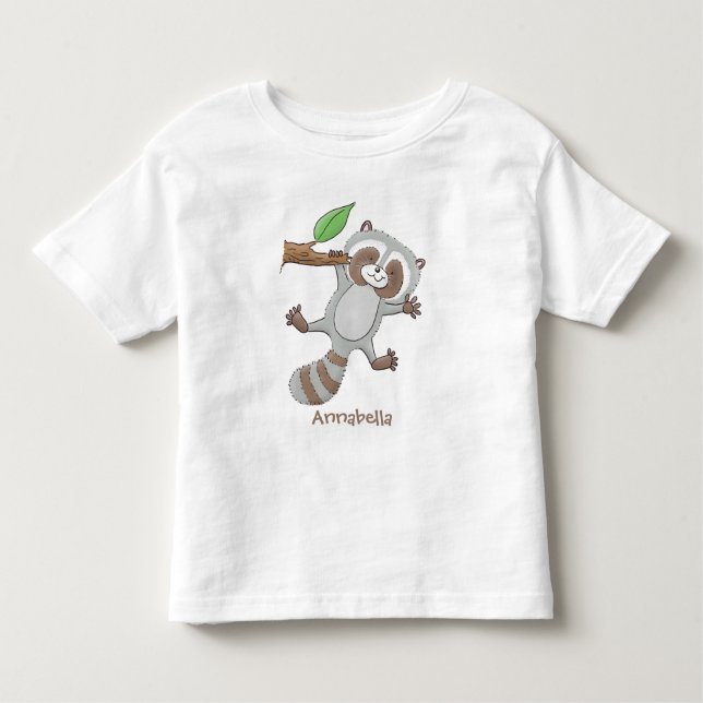 Camiseta Imagem de desenho animado de bebê guaxinim feliz e (Frente)