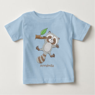 Camiseta Imagem de desenho animado de bebê guaxinim feliz e