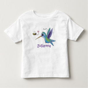 Camiseta Imagem de desenho animado de bee hummingbird