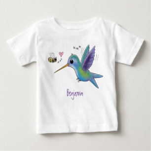 Camiseta Imagem de desenho animado de bee hummingbird