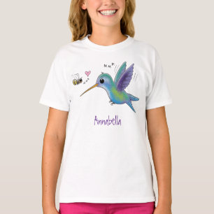Camiseta Imagem de desenho animado de bee hummingbird
