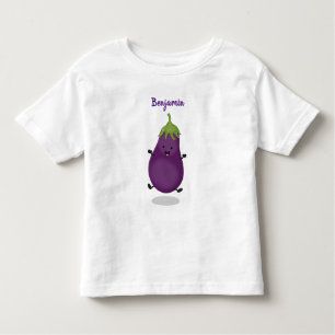 Camiseta Imagem de desenho animado de beringela doce e feli