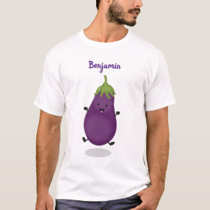 Camiseta Imagem de desenho animado de beringela doce e feli