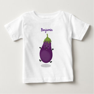 Camiseta Imagem de desenho animado de beringela doce e feli