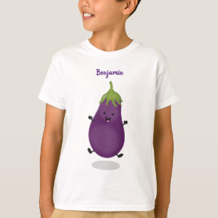 Camiseta Imagem de desenho animado de beringela doce e feli