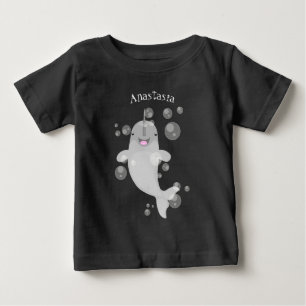 Camiseta Imagem de desenho animado de bolhas de narvais fel