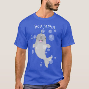 Camiseta Imagem de desenho animado de bolhas de narvais fel