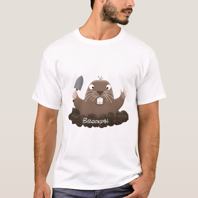 Camiseta Imagem de desenho animado de bolso engraçado (Frente)