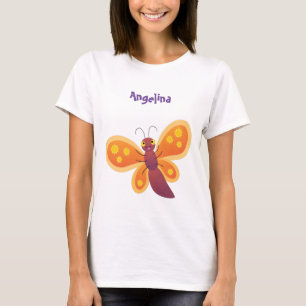 Camiseta Imagem de desenho animado de borboleta laranja fel