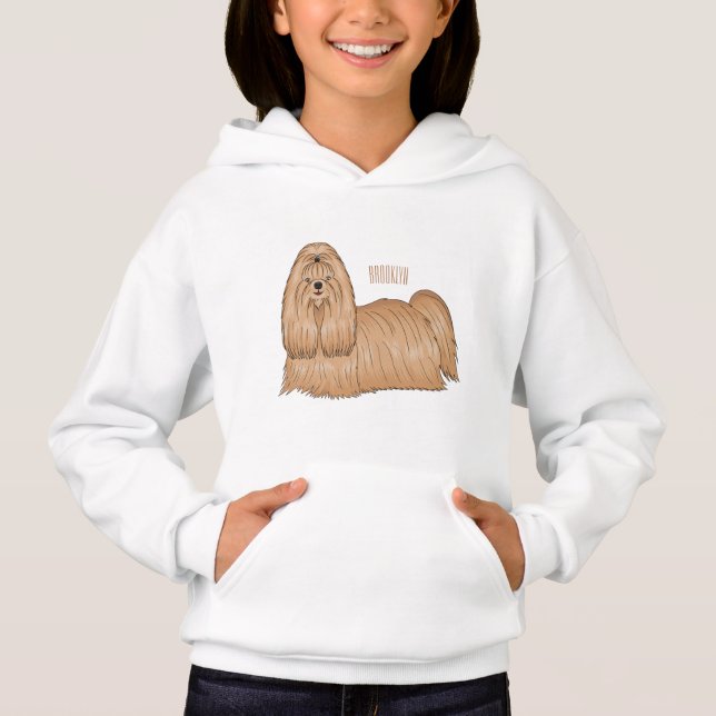 Camiseta Imagem de desenho animado de cabelos longos Shih t (Frente)