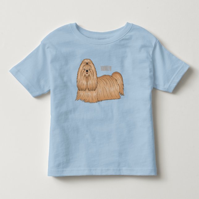 Camiseta Imagem de desenho animado de cabelos longos Shih t (Frente)