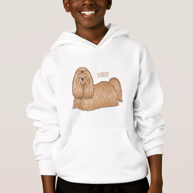 Camiseta Imagem de desenho animado de cabelos longos Shih t (Frente)