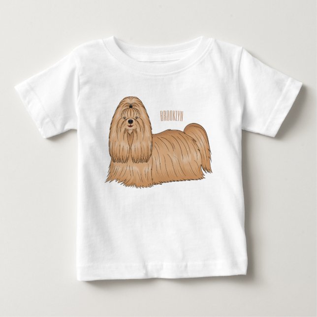 Camiseta Imagem de desenho animado de cabelos longos Shih t (Frente)