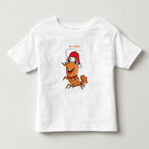 Camiseta Imagem de desenho animado de camarão de Natal fel