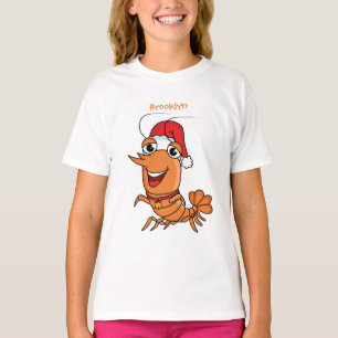 Camiseta Imagem de desenho animado de camarão de Natal fel
