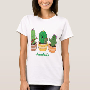 Camiseta Imagem de desenho animado de canto cacto cacto