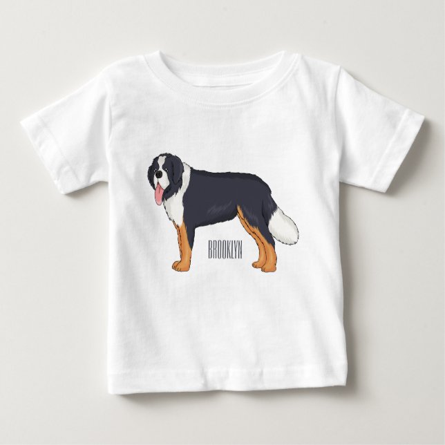 Camiseta Imagem de desenho animado de cão da montanha Berne (Frente)