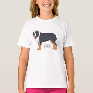 Camiseta Imagem de desenho animado de cão da montanha Berne