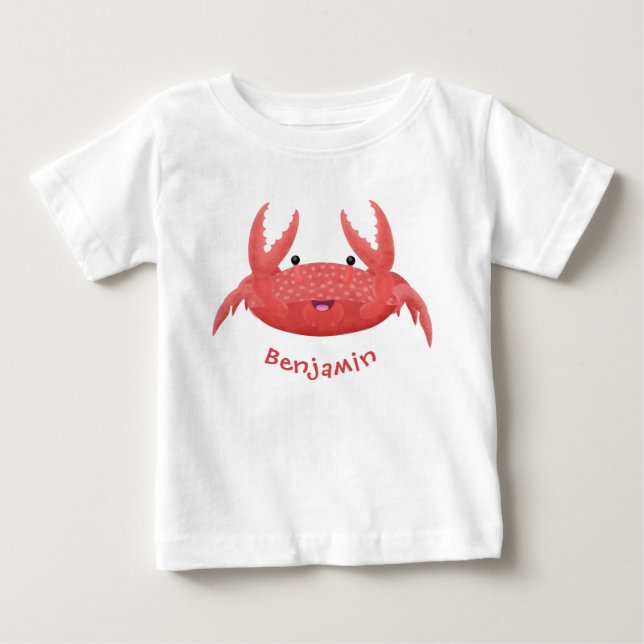 Camiseta Imagem de desenho animado de caranguejo vermelho-b (Frente)