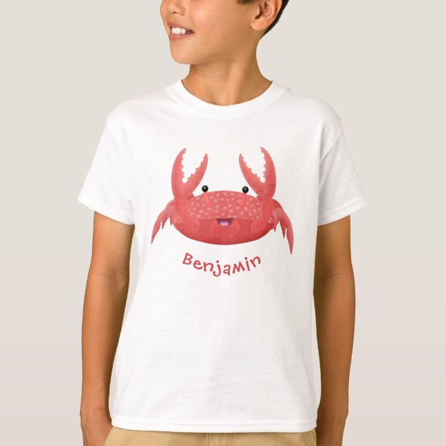 Camiseta Imagem de desenho animado de caranguejo vermelho-b (Frente)