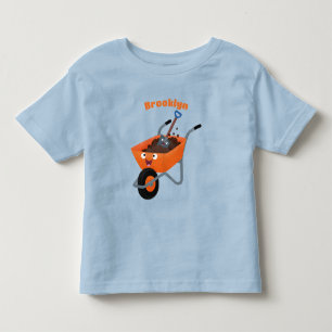 Camiseta Imagem de desenho animado de carrinho de mão laran