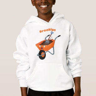 Camiseta Imagem de desenho animado de carrinho de mão laran