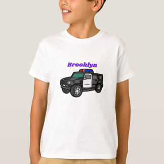 Camiseta Imagem de desenho animado de carro da polícia feli