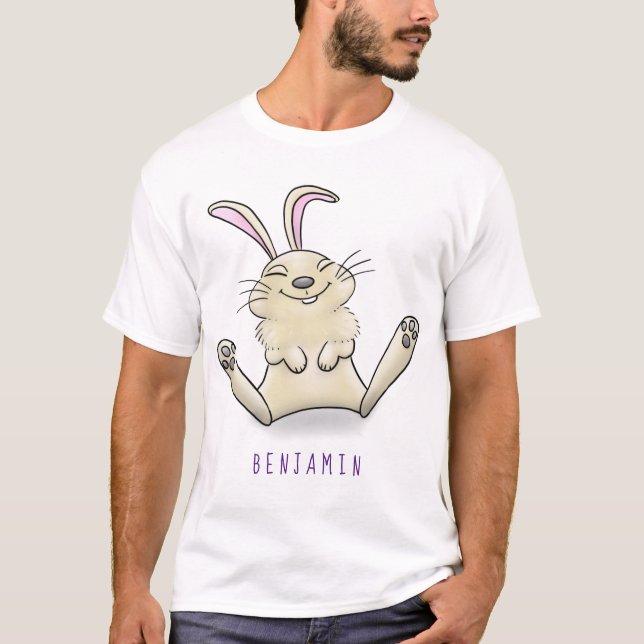 Camiseta Imagem de desenho animado de coelho bonito (Frente)