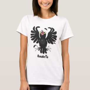 Camiseta Imagem de desenho animado de corvo louco engraçad