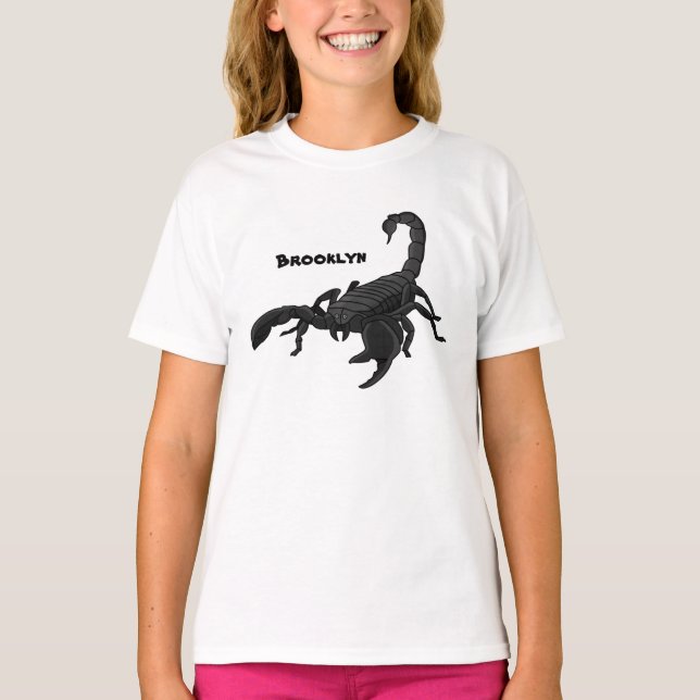 Camiseta Imagem de desenho animado de escorpião preto (Frente)