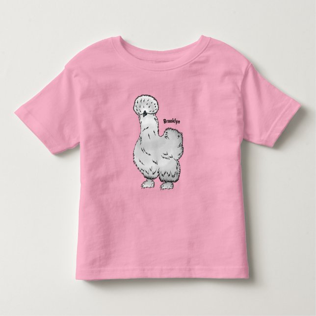 Camiseta Imagem de desenho animado de frango Silkie (Frente)