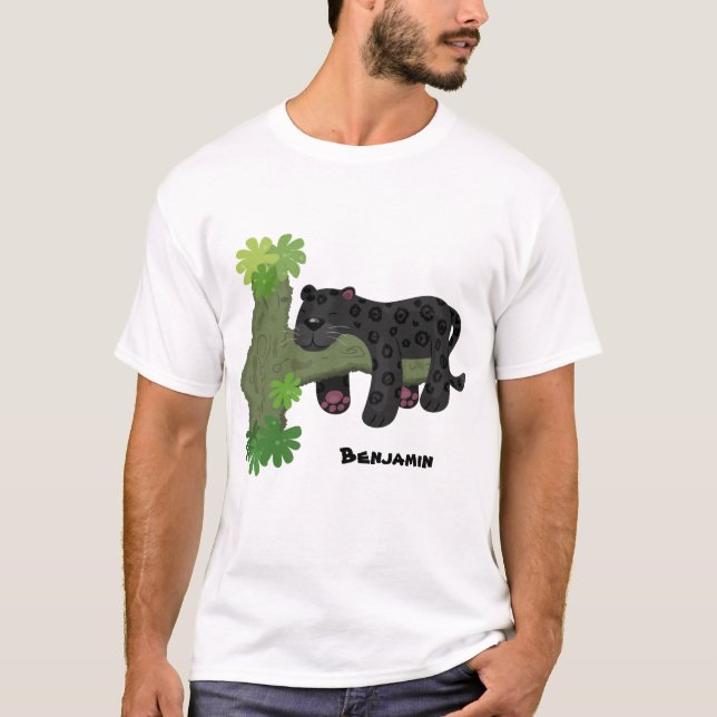 Camiseta Imagem de desenho animado de gato preto-pintado-pi (Frente)